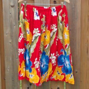 BEAUTIFUL TROPICAL PRINT Elastic Waist Skirt Size Medium